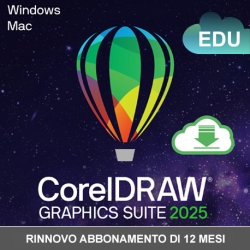 CorelDRAW Graphics Suite 2025 - Rinnovo abbonamento 1 anno Education per Win e Mac